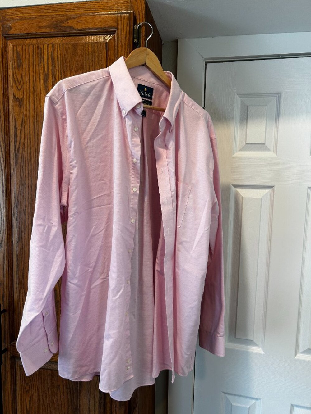Stafford Travel Oxford Button Down Light Pink 18-36/37